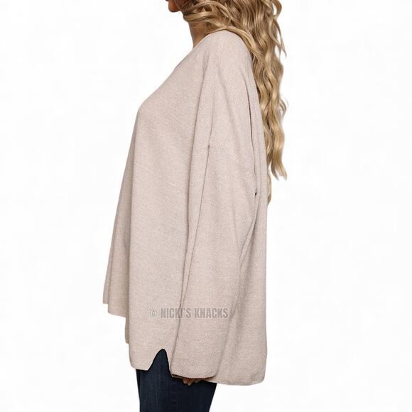 Eileen Fisher Organic Linen Cotton Jewel Neck Boxy Sweater Top Tan Size XL - Picture 4 of 7